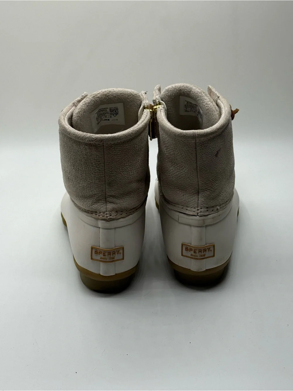 Sperry Cream & Light Gray and Brown Duck Boots